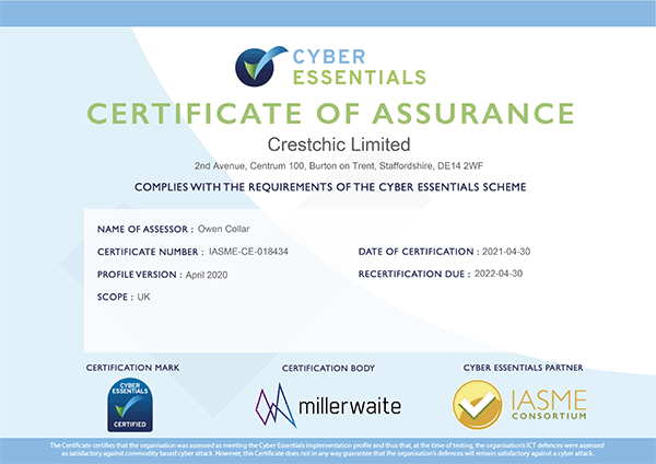 Crestchic erhält „Cyber Essentials“-Zertifizierung